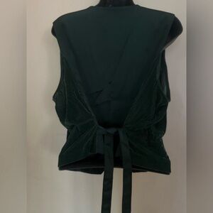 LC Lauren Conrad Dark Green Tie-Back Blouse